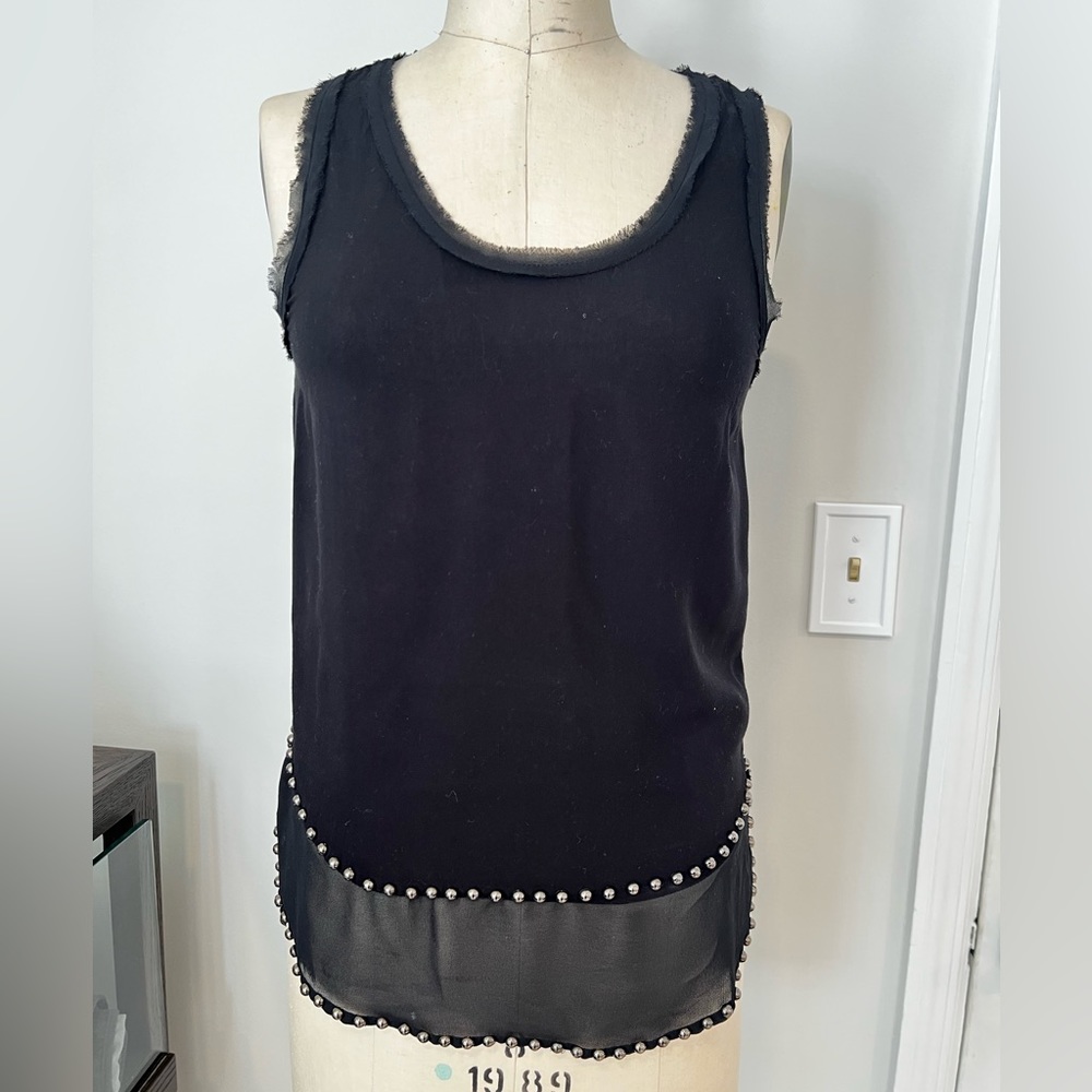 H&M Black chiffon sleeveless tunic top with studding - size 4